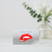 プロフェッショナルエレガントシックなキラキラと赤い唇 名刺 (スタンド正面)