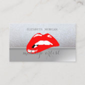プロフェッショナルエレガントシックなキラキラと赤い唇 名刺 (正面)