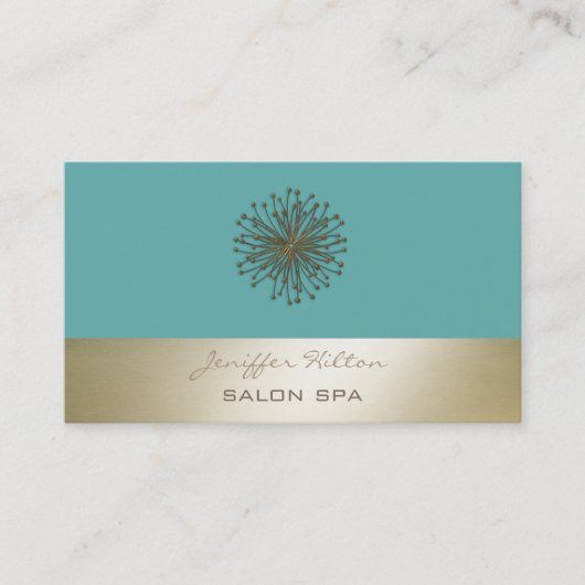 プロフェッショナルエレガントシックなダンデリオンミント/金ゴールドルック 名刺 (正面)