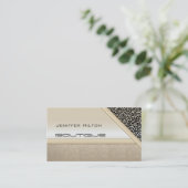 プロフェッショナルエレガントシックなヒョウ柄の光沢のある外観 名刺 (スタンド正面)