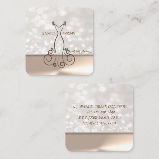 プロフェッショナルエレガントシック《写真》ぼけ味、ドレス スクエア名刺 (正面/裏面)