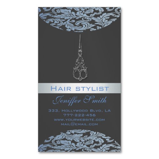 プロフェッショナルエレガントシモダンックばさみ マグネット名刺 (正面縦)