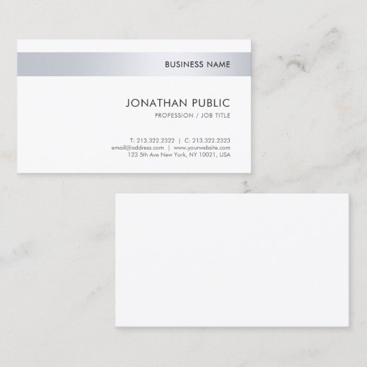 プロフェッショナルエレガントシルバシンプルーテンプレート 名刺 (正面/裏面)