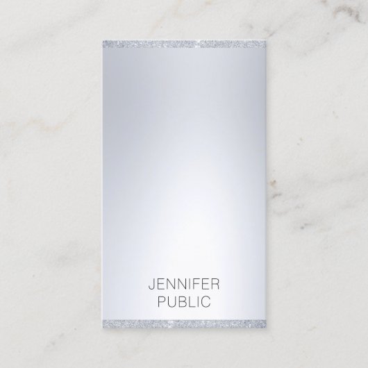 プロフェッショナルエレガントシルバーグリッターモダンシンプル 名刺 (正面)