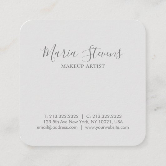 プロフェッショナルエレガントシンプルグレミニマルーアンドホワイト スクエア名刺 (裏面)