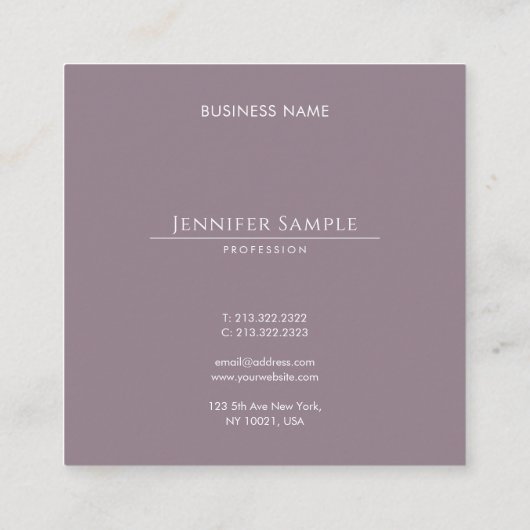 プロフェッショナルエレガントシンプルテンプレートモダン スクエア名刺 (裏面)