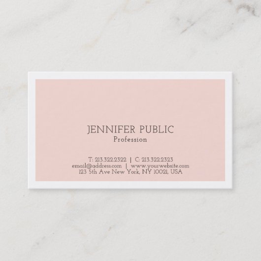 プロフェッショナルエレガントシンプルデザイン赤面ピンク 名刺 (正面)