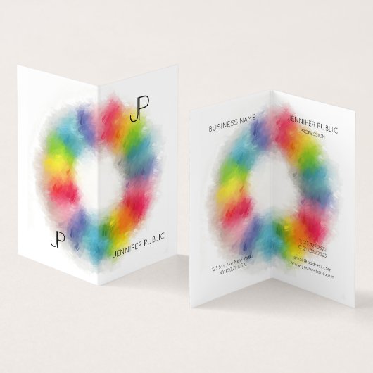 プロフェッショナルエレガントシンプルモノグモダンラム折り畳み 名刺 (内部&外部)