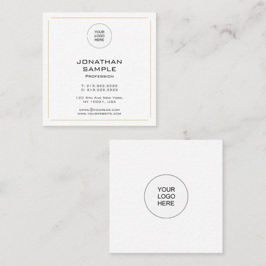 プロフェッショナルエレガントシンプル金ゴールドテンプレートモダン スクエア名刺 (正面/裏面)