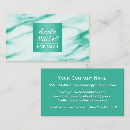 プロフェッショナルエレガントターコイズアラバスターマーブル 名刺 (正面/裏面)