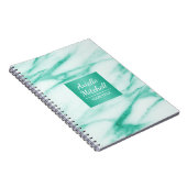 プロフェッショナルエレガントターコイズ大理石(名前あり) ノートブック (右側)