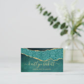 プロフェッショナルエレガントターコイズ&金ゴールドアゲート 名刺 (スタンド正面)