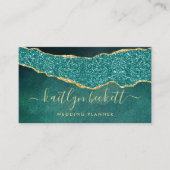 プロフェッショナルエレガントターコイズ&金ゴールドアゲート 名刺 (正面)