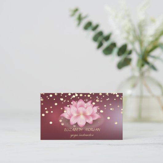 プロフェッショナルエレガントダイヤモンドダークレッドロータス 名刺 (スタンド正面)