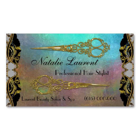 プロフェッショナルエレガントダブルシザーズウォーターズエッジ マグネット名刺 (正面)