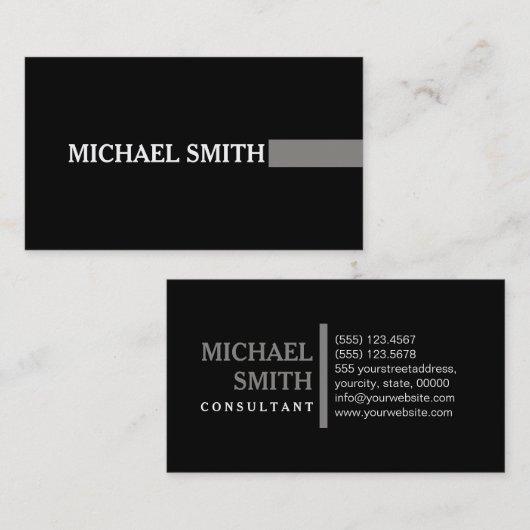 プロフェッショナルエレガントチタモダンンプレーンブラック 名刺 (正面/裏面)