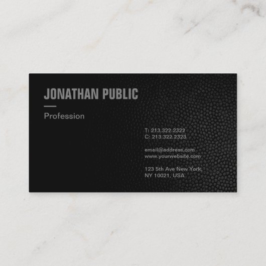 プロフェッショナルエレガントテンプレートブラックレザールック 名刺 (裏面)