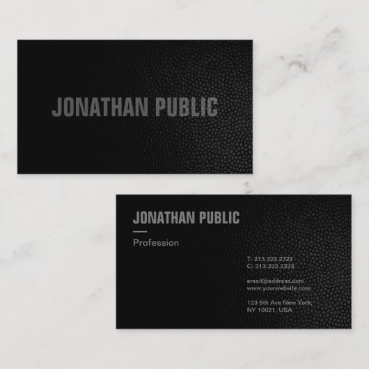 プロフェッショナルエレガントテンプレートブラックレザールック 名刺 (正面/裏面)