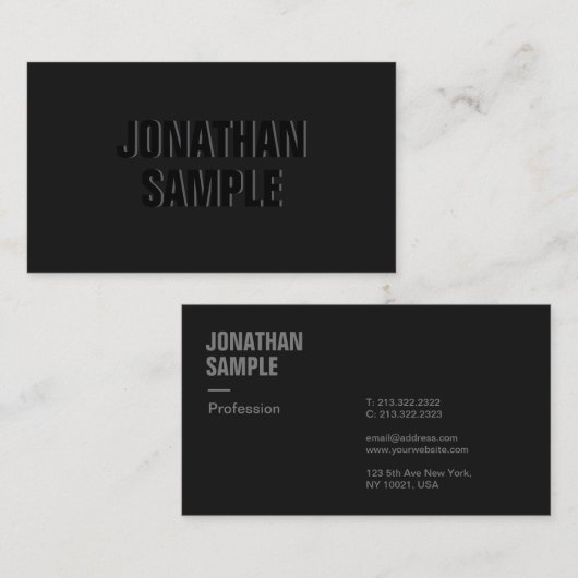 プロフェッショナルエレガントテンプレートブラック&アントラサイト 名刺 (正面/裏面)