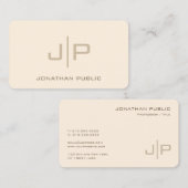 プロフェッショナルエレガントテンプレートモノグラムクリーム 名刺 (正面/裏面)