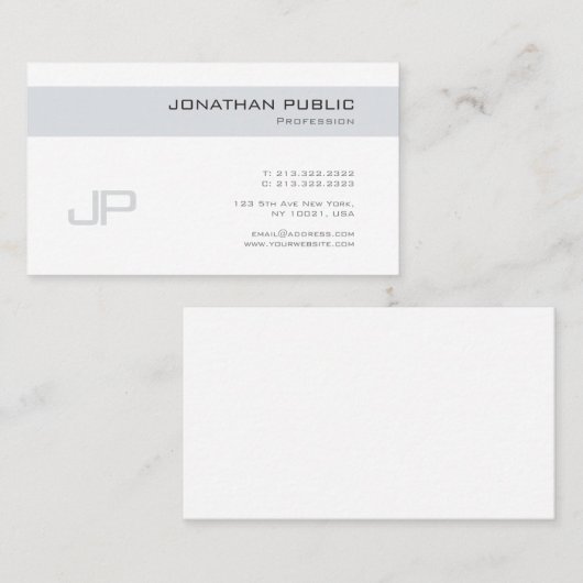 プロフェッショナルエレガントデザインモノグラムプレーントレンディー 名刺 (正面/裏面)