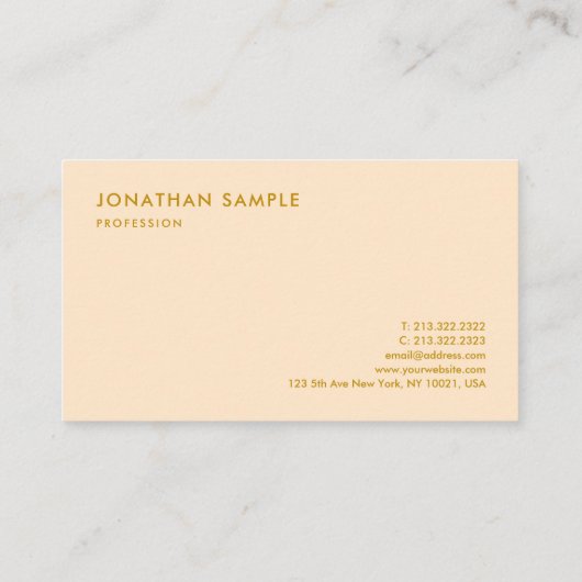 プロフェッショナルエレガントデザイン金ゴールドカラー文字ルクセ 名刺 (裏面)