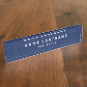プロフェッショナルエレガントネイビーブルーデスク デスクネームプレート (側面)