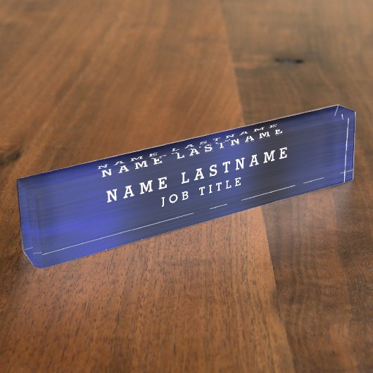 プロフェッショナルエレガントネイビーブルーデスク デスクネームプレート (側面)