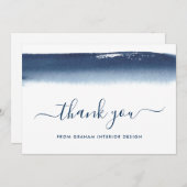 プロフェッショナルエレガントネイビーブルービジネス サンキューカード (正面/裏面)