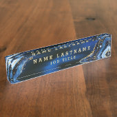 プロフェッショナルエレガントネイビーブルー金ゴールドゲート デスクネームプレート (側面)