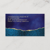 プロフェッショナルエレガントネイビーブルー&金ゴールドアゲート 名刺 (裏面)