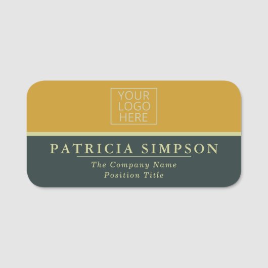 プロフェッショナルエレガントハンターグリーン&マスタードイエロー 名札 (正面)