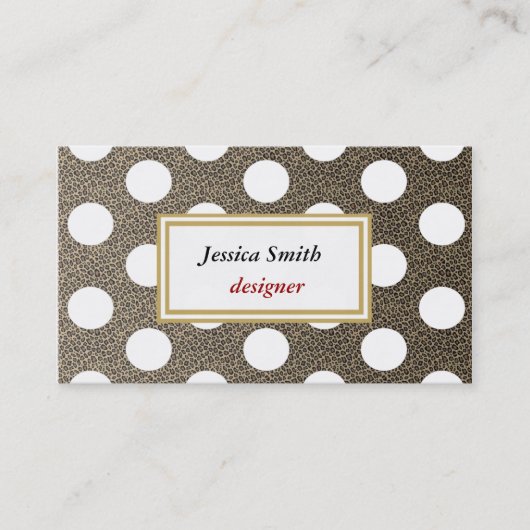 プロフェッショナルエレガントヒョウ印刷水玉模様 名刺 (正面)