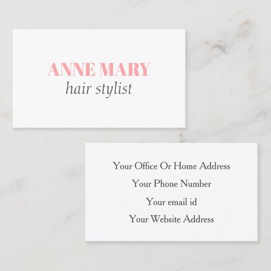 プロフェッショナルエレガントピンクグレーヘアスタイリストサロン 名刺 (正面/裏面)