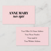 プロフェッショナルエレガントピンクブラックヘアスタイリストサロン 名刺 (正面/裏面)