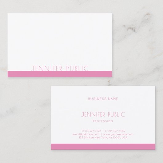 プロフェッショナルエレガントピンクホワイトテンプレートモダン 名刺 (正面/裏面)