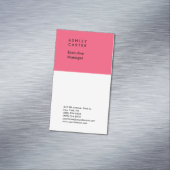 プロフェッショナルエレガントピンクホワイト平滑ミニマル マグネット名刺 (インサイチュ)