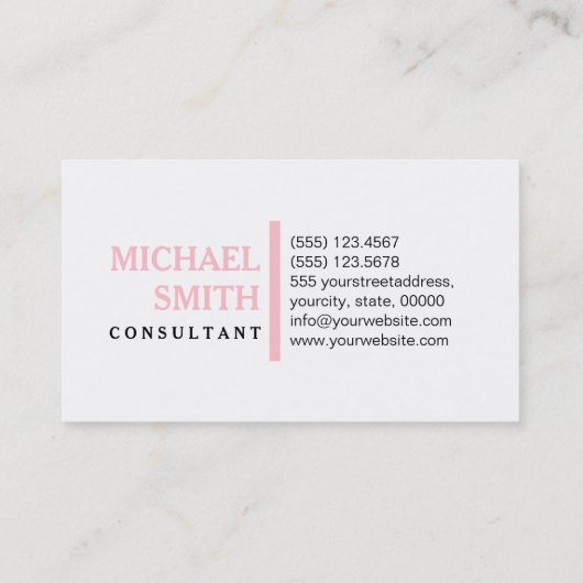 プロフェッショナルエレガントピンクモダンプレーン白 名刺 (裏面)
