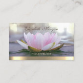 プロフェッショナルエレガントピンクロータス、金ゴールドストライプヨガ 名刺 (正面)