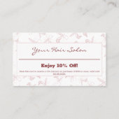 プロフェッショナルエレガントピンク&ホワイトヘアードレッサー 割引カード (正面)