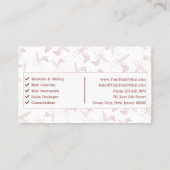 プロフェッショナルエレガントピンク&ホワイトヘアードレッサー 名刺 (裏面)