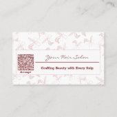 プロフェッショナルエレガントピンク&ホワイトヘアードレッサー 名刺 (正面)