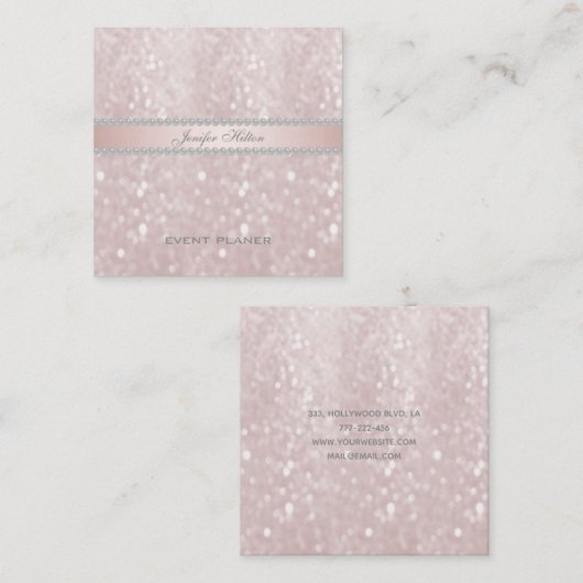 プロフェッショナルエレガントピ淡い色のンク《写真》ぼけ味真珠 スクエア名刺 (正面/裏面)