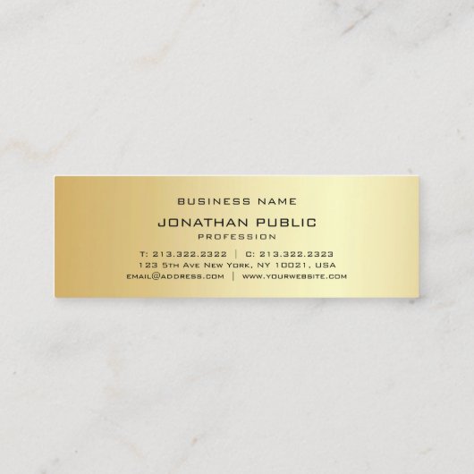 プロフェッショナルエレガントフェイク金ゴールドモノグラムモダン スキニー名刺 (裏面)