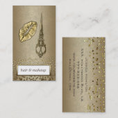 プロフェッショナルエレガントフェイク金ゴールド紙吹雪シック唇 名刺 (正面/裏面)