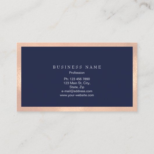 プロフェッショナルエレガントフレームメタルブルーネイビーピーチ 名刺 (裏面)
