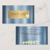 プロフェッショナルエレガントフレーム、ハートブルーメタリック ロイヤリティカード (正面/裏面)