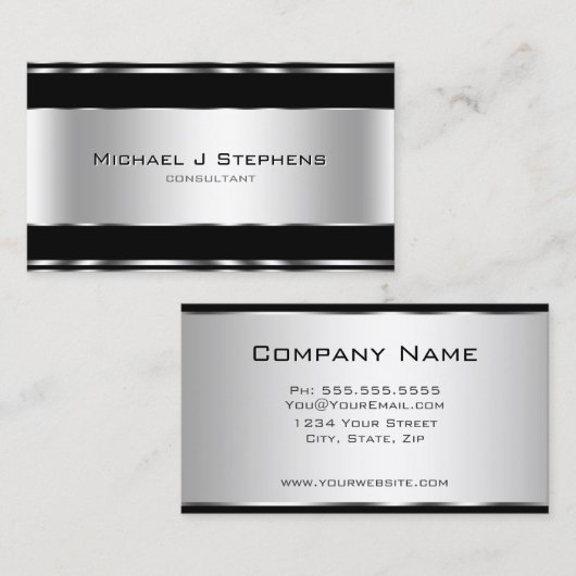 プロフェッショナルエレガントブモダンラックとシルバー 名刺 (正面/裏面)