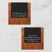 プロフェッショナルエレガントブラウンレザー スクエア名刺 (正面/裏面)