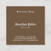 プロフェッショナルエレガントブラウン芸術的シンプルプレーン スクエア名刺 (裏面)